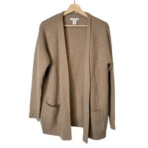 Rachel Zoe Womens 2-Ply Cashmere Open Cardigan Size Medium Tan Waffle